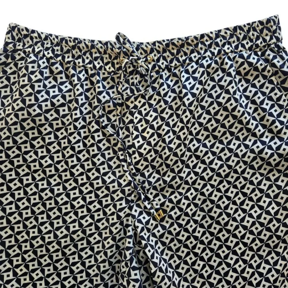 Lauren Ralph Lauren Womens Geometric Elastic Drawstring Pants Navy White Size 10 - Picture 3 of 8